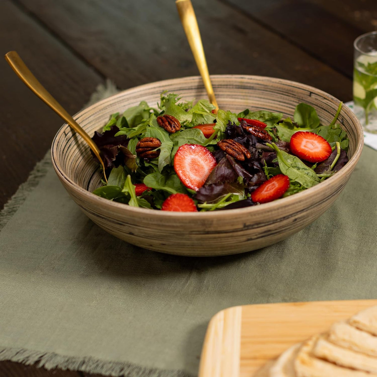Joyce Chen Lexa Bamboo Salad Bowl – Black – 12 Inch – Set of 2