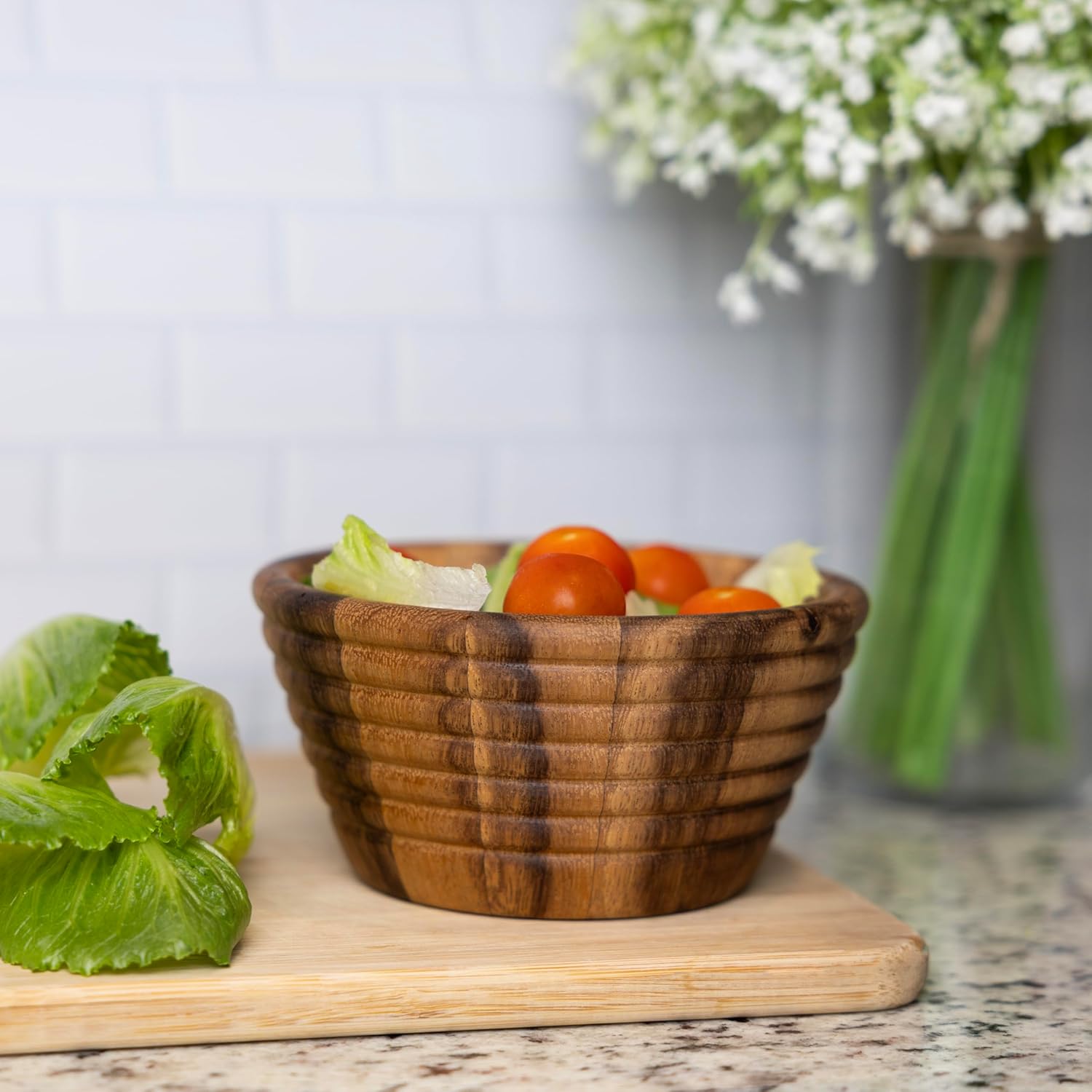 Ironwood Beehive Personal Acacia Wood Salad and Fruit Bowl 6 Inch