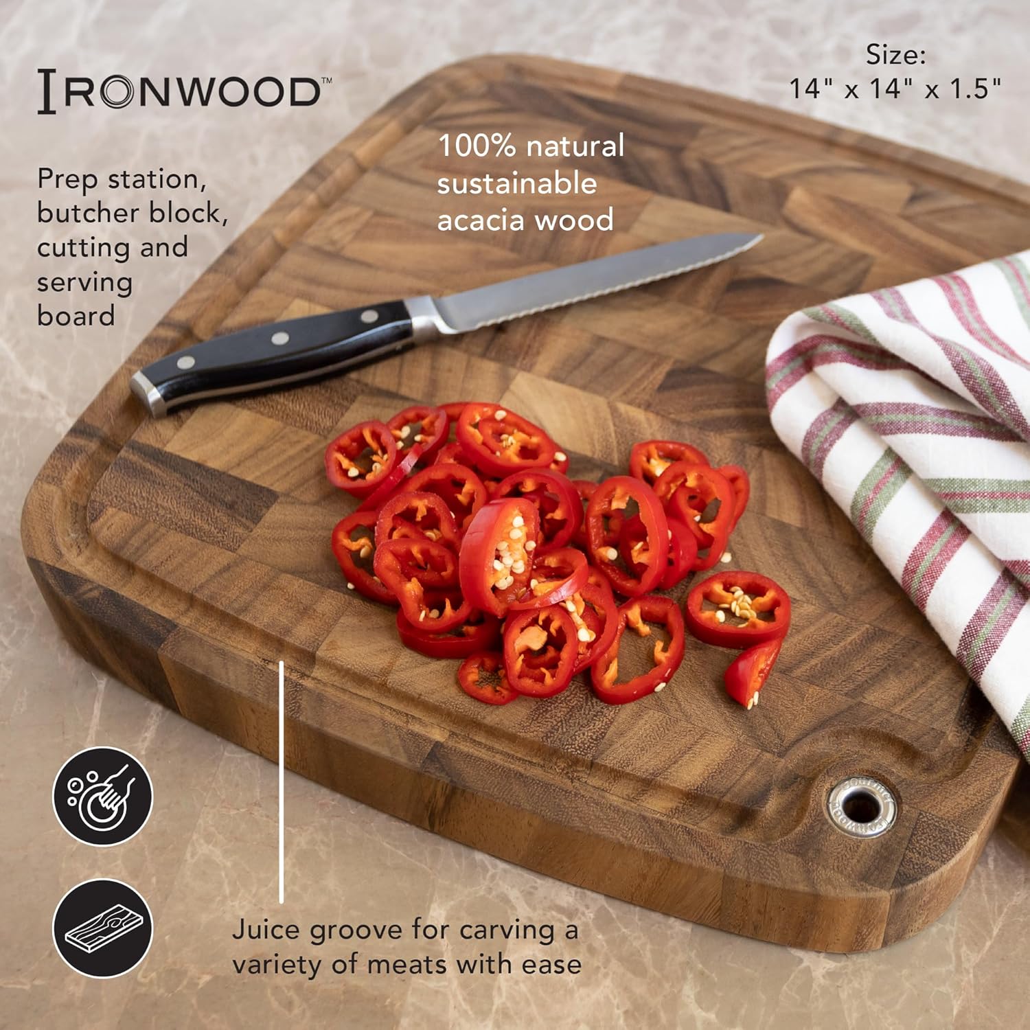 Ironwood Carolina Mini Chopping Board – Acacia Wood