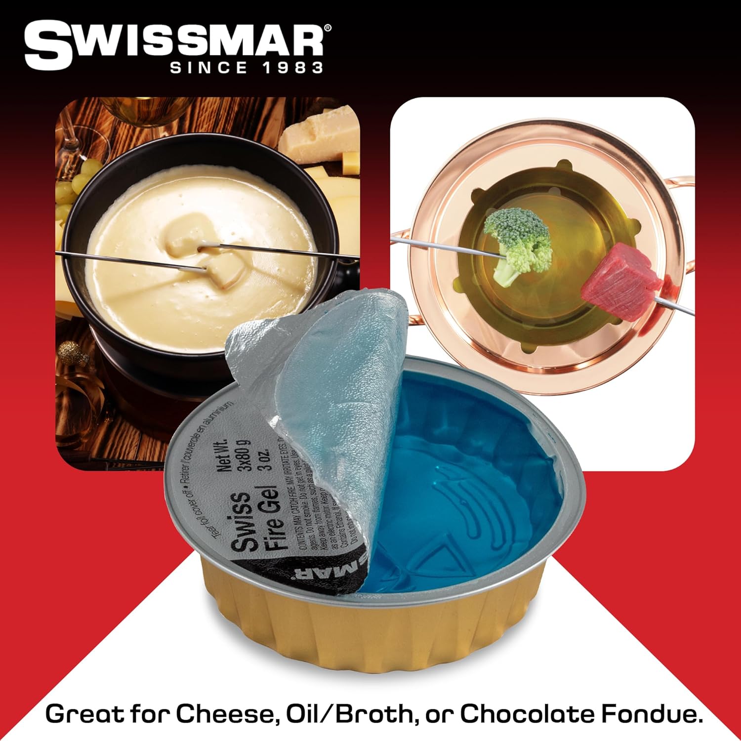 Swissmar Swiss Fire Gel Cans – 80 g / 3 oz – 3 Pack by Kitchen Niche