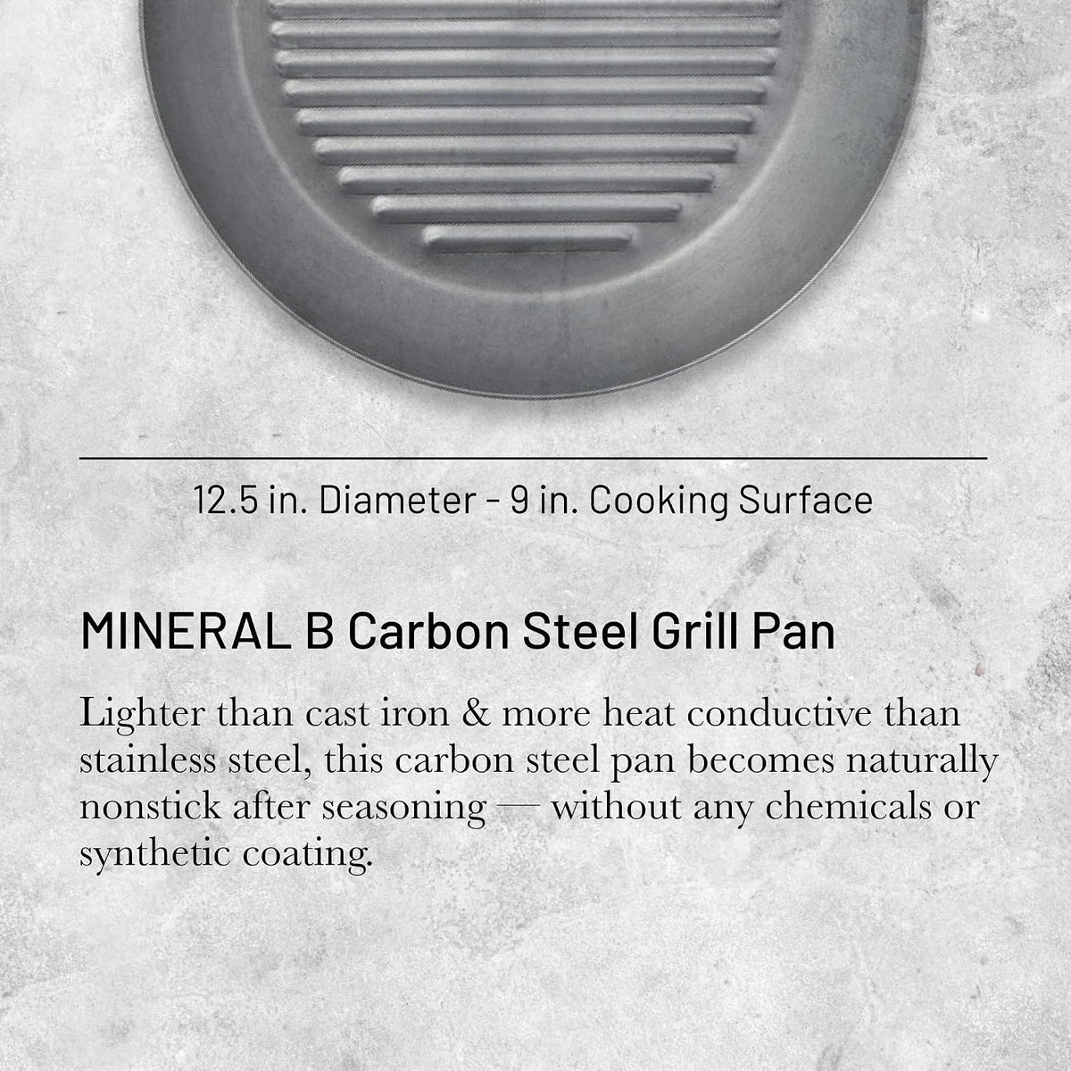 De Buyer 12.5" Mineral B Element Round Frying Grill Pan
