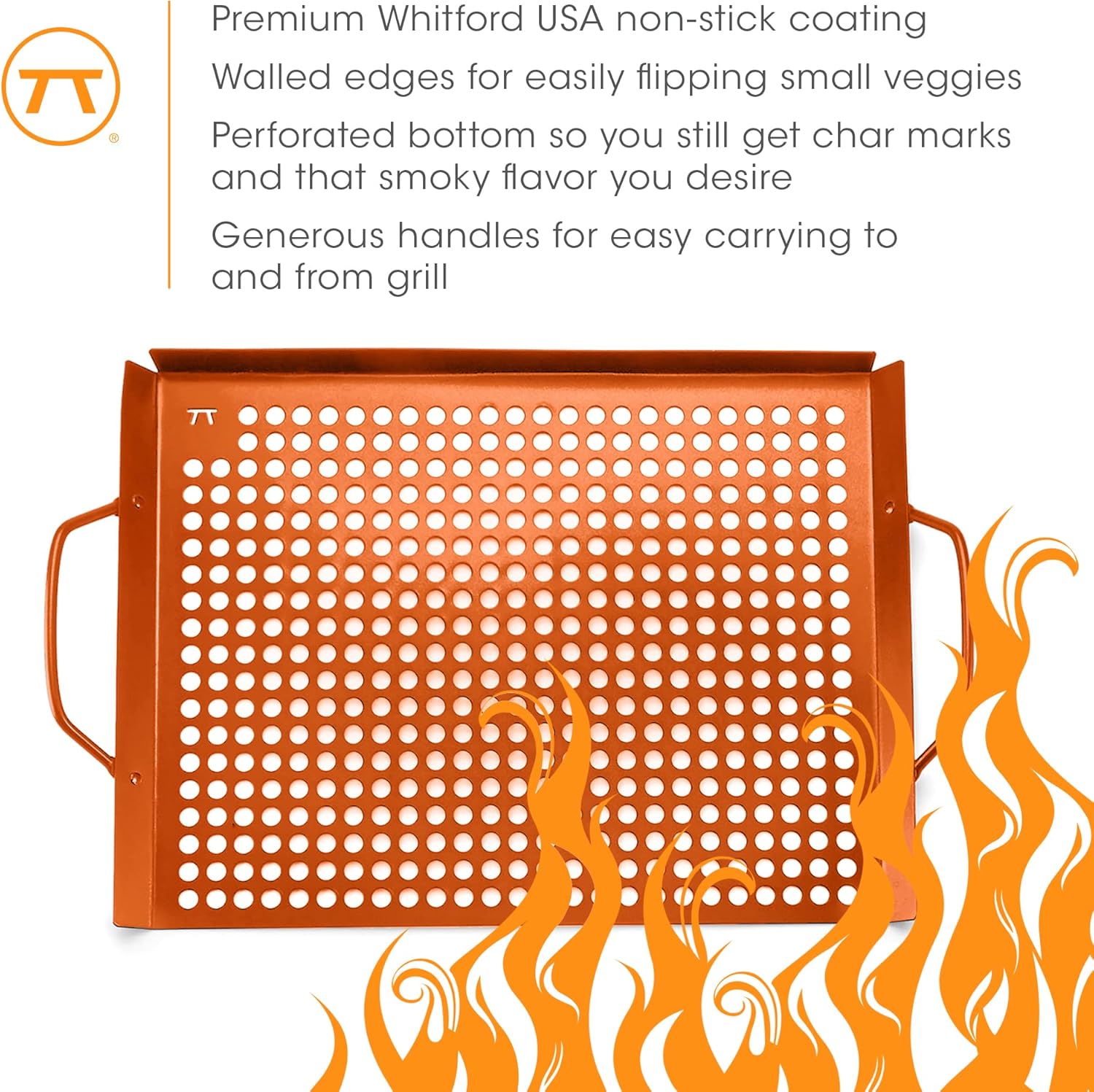 Outset Copper Non-Stick Grill Grid with Handles – 7" × 11"