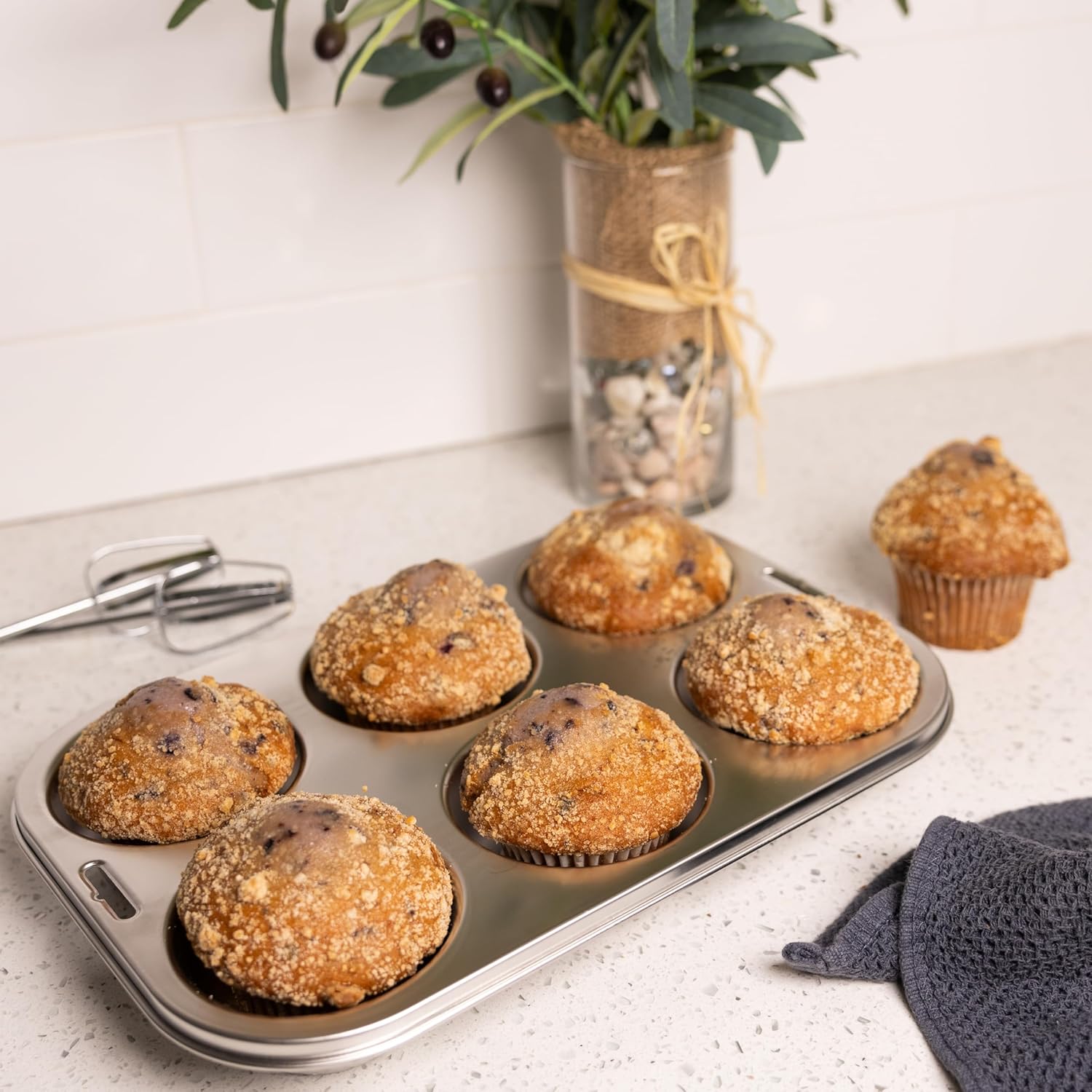 Fox Run Giant Muffin Pan – 6 Cup Stainless Steel