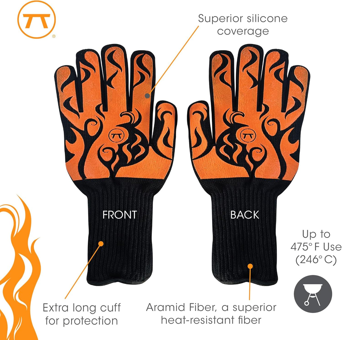 Outset Orange Flames Grill Glove L / XL