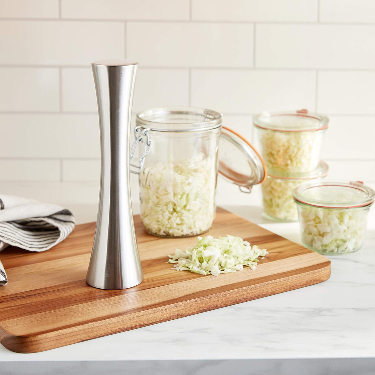 Fox Run Stainless Steel Pickle Packer Sauerkraut Pounder