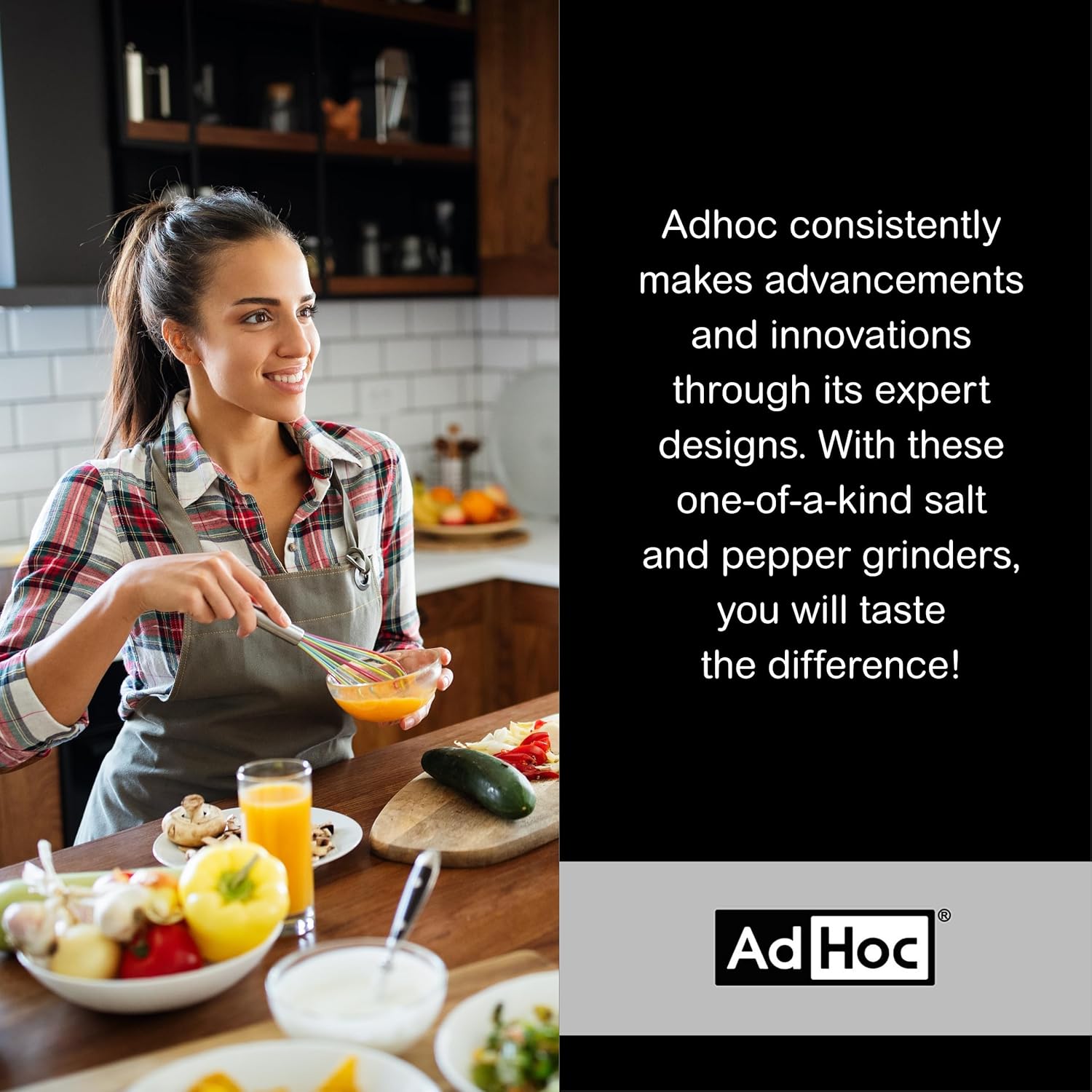 AdHoc Levo Salt and Pepper Mill – Dark Ash Wood – 8.3" / 21 cm