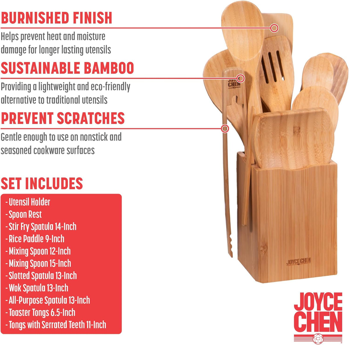 Joyce Chen Burnished Bamboo Utensil Set – 11 Piece