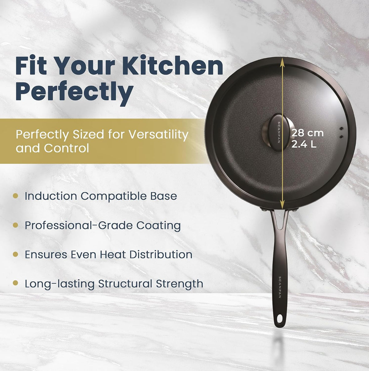 Scanpan Pro SB+ Induction Sauté Pan with Lid – 28 cm / 2.4 L