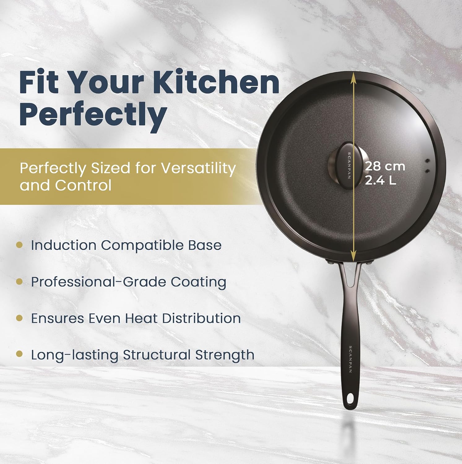 Scanpan Pro SB+ Induction Sauté Pan with Lid – 28 cm / 2.4 L