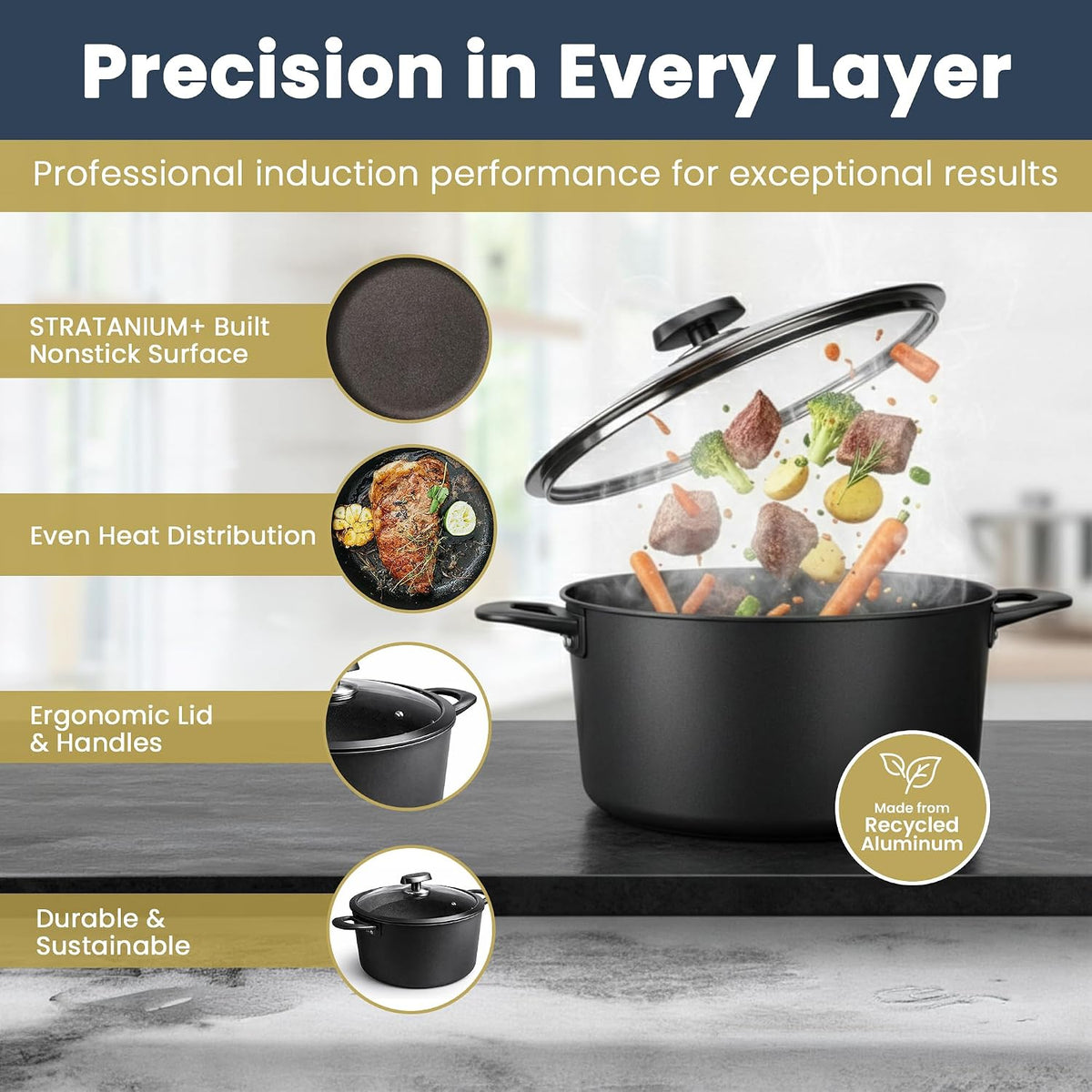 Scanpan Pro SB+ Induction Dutch Oven with Lid – 26 cm / 6.5 L