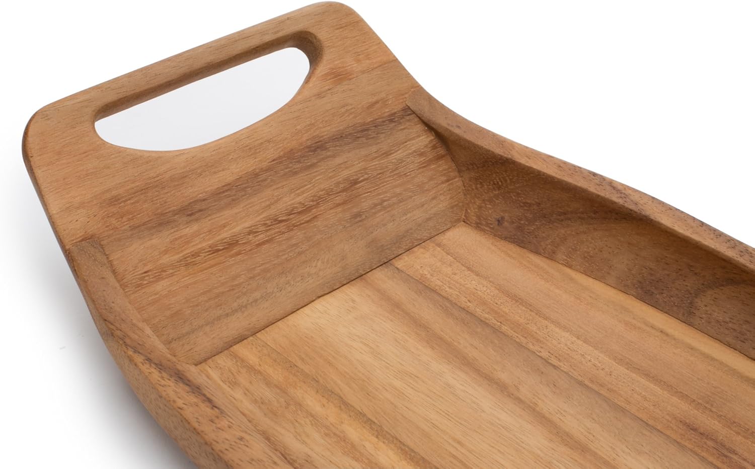 Ironwood Norwegian Saddle Acacia Wood Serving Tray with Handles
