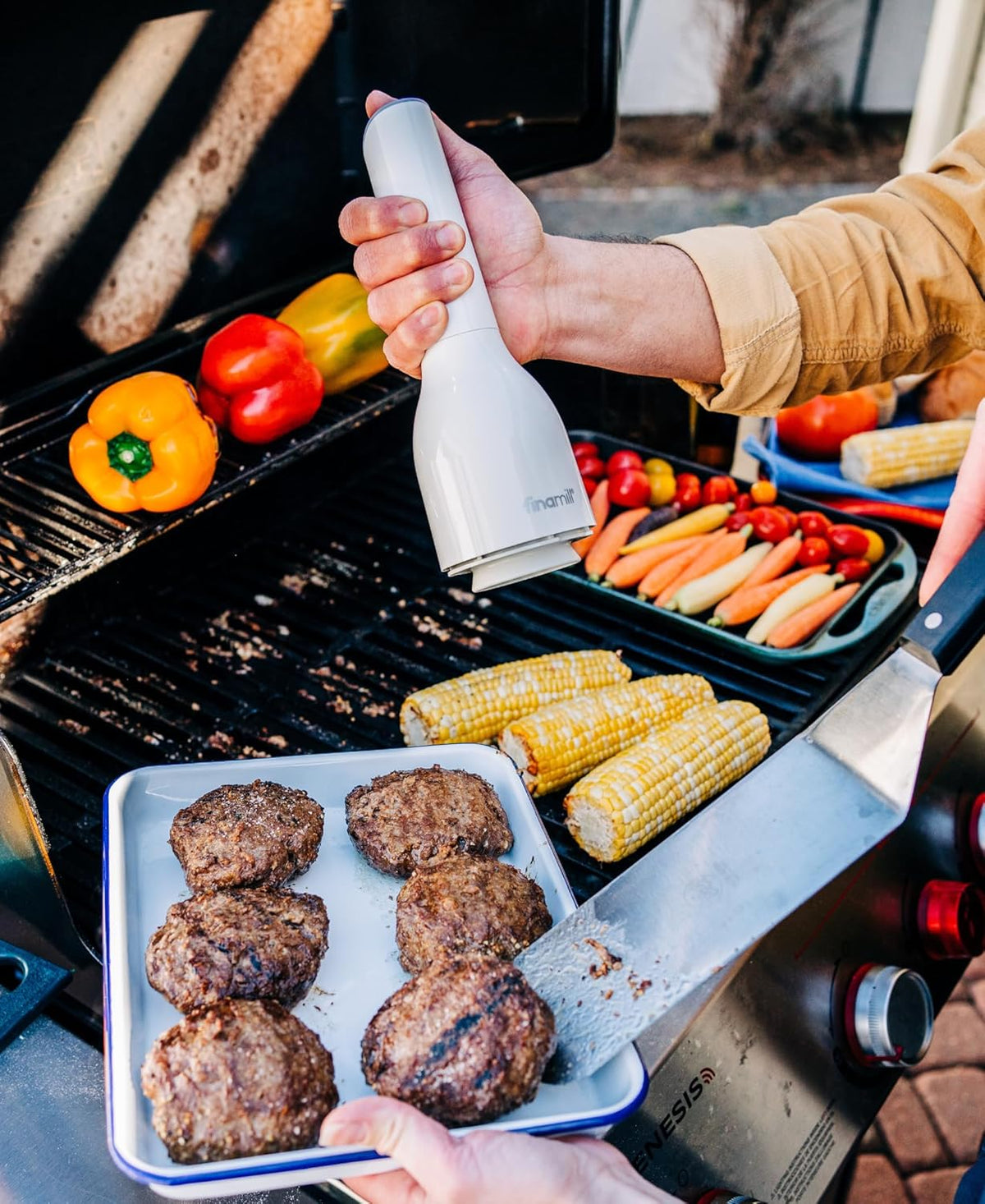 FinaMill Electric Pepper & Spice Grinder with 2 Pods – Soft Cream