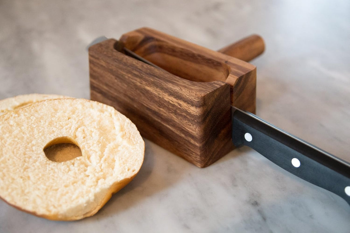 Ironwood Acacia Wood Bagel Miter Slicing Guide