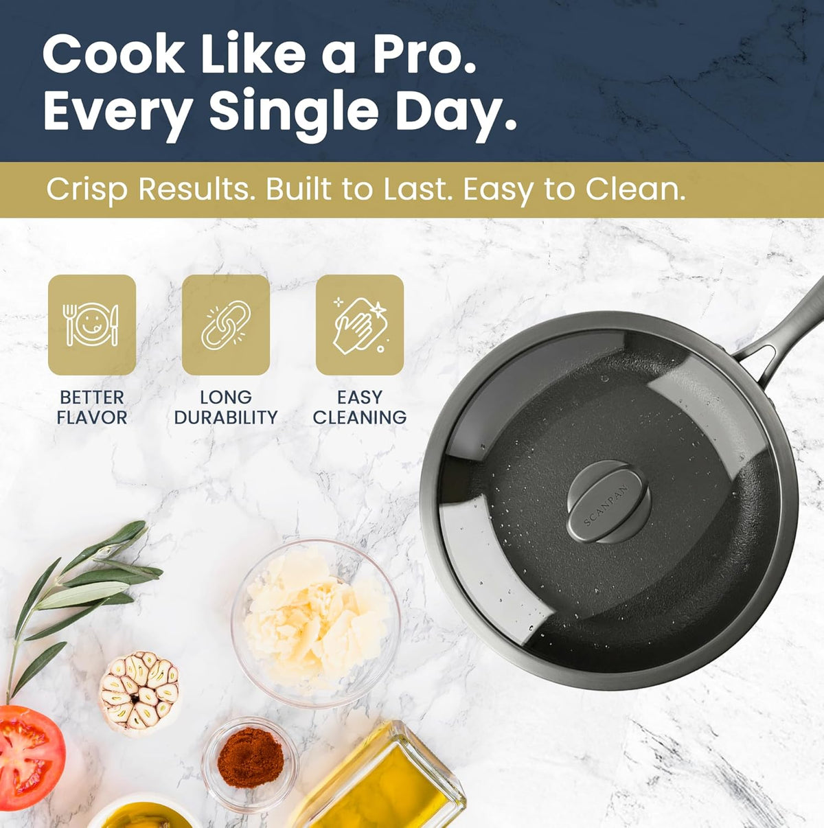 Scanpan Pro SB+ Induction Deep Sauté Pan with Lid – 26 cm / 3.7 L