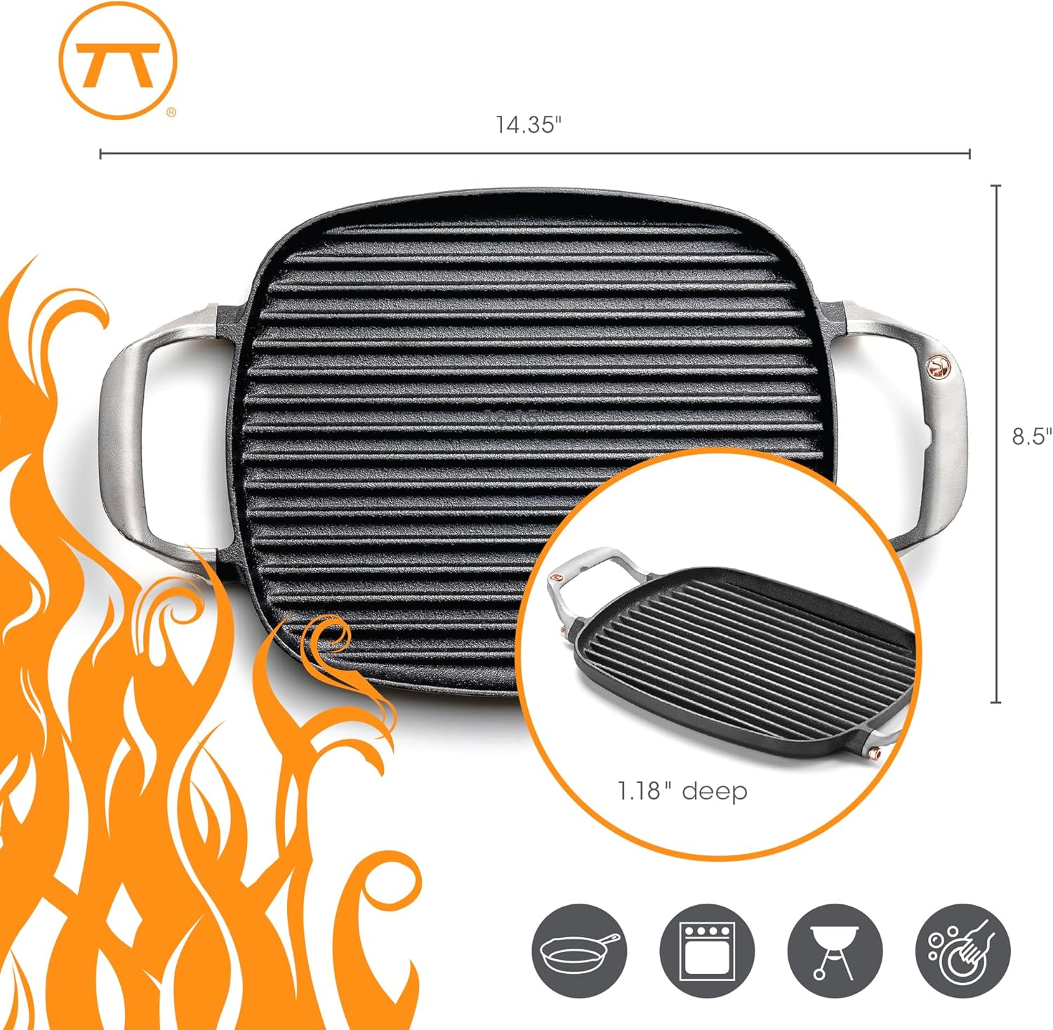 Outset Cast Iron Steak / Panini Grill Pan