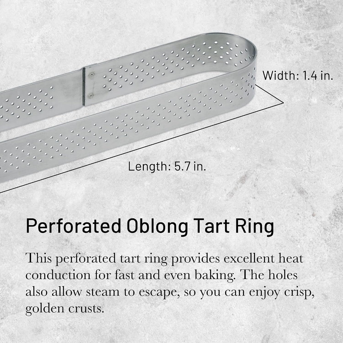 De Buyer Oblong Perforated Tart Ring – 14 x 3.5 cm – 2 cm High