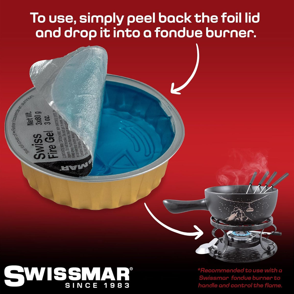 Swissmar Swiss Fire Gel Cans – 80 g / 3 oz – 3 Pack by Kitchen Niche