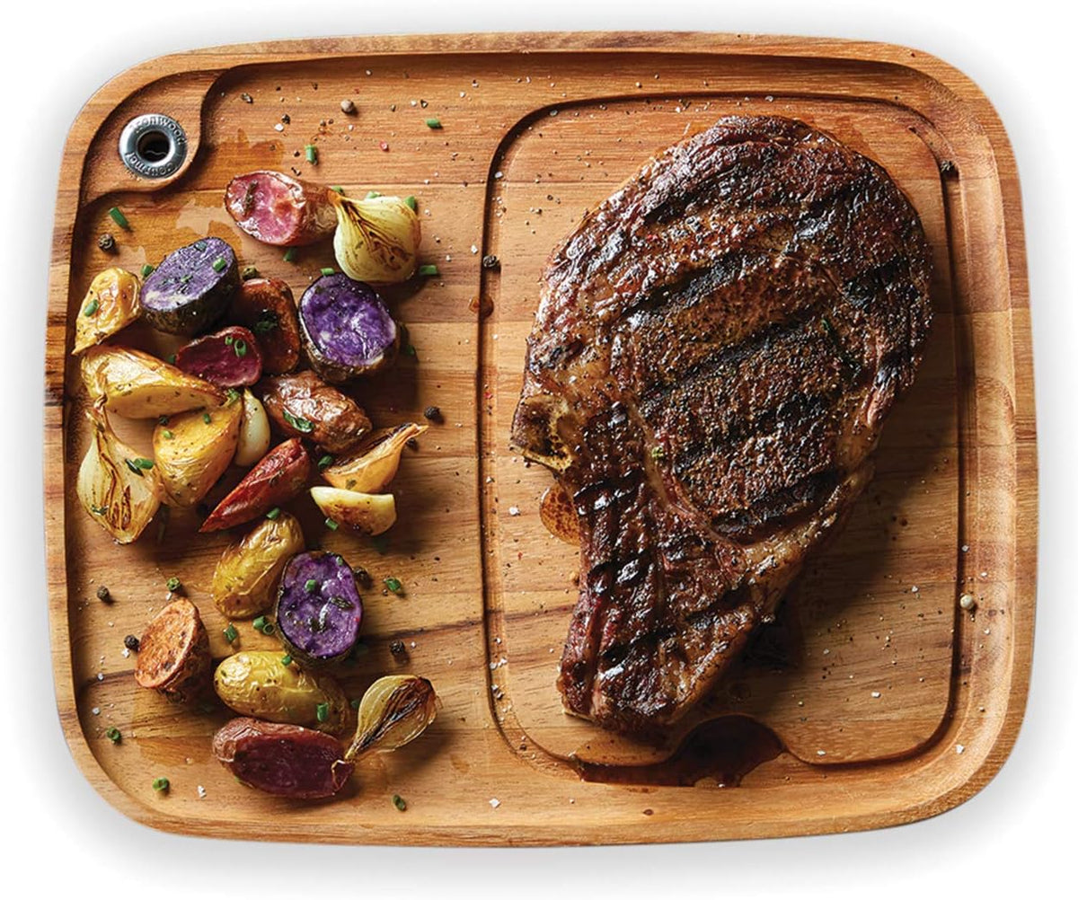 Ironwood Steak Barbecue Plate – Acacia Wood, Cow Engraving