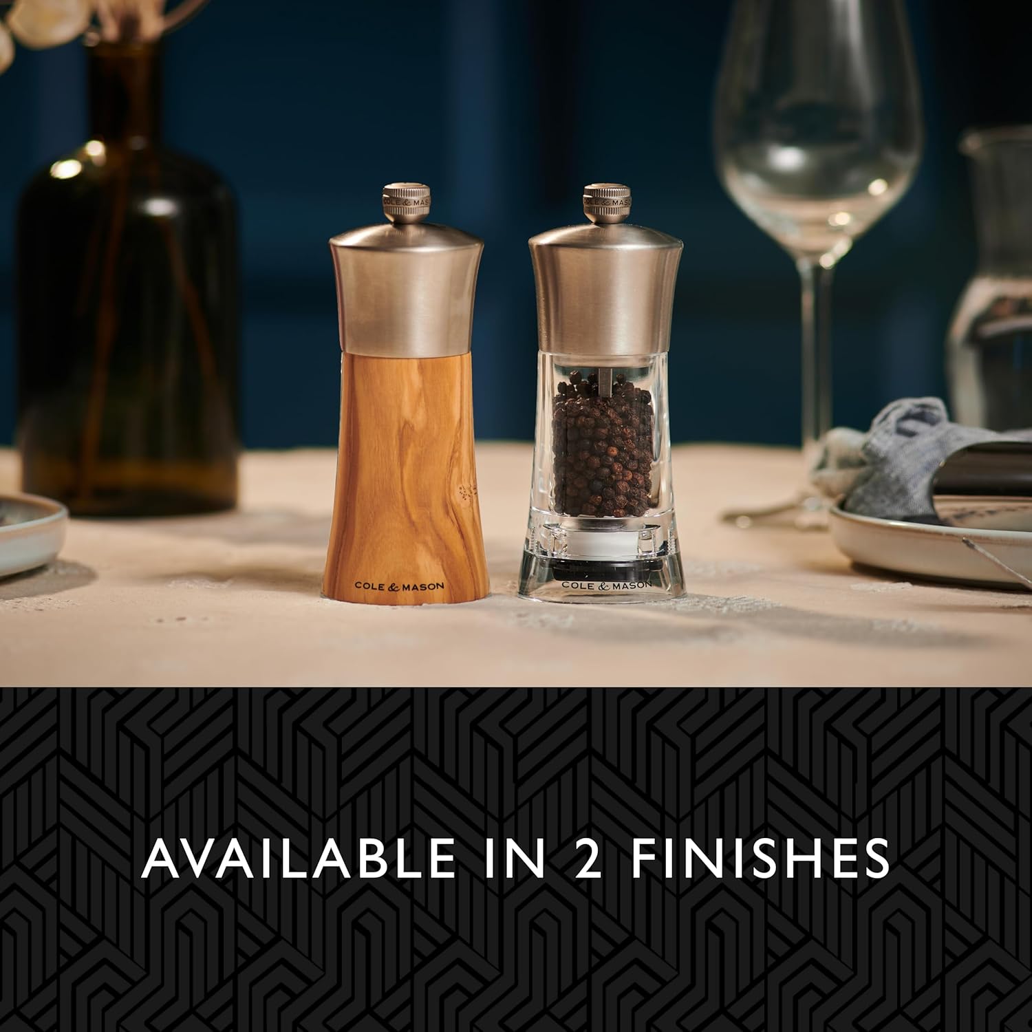 Cole & Mason Bromley Pepper Mill – Olive Wood & Stainless Steel – 6" / 15 cm