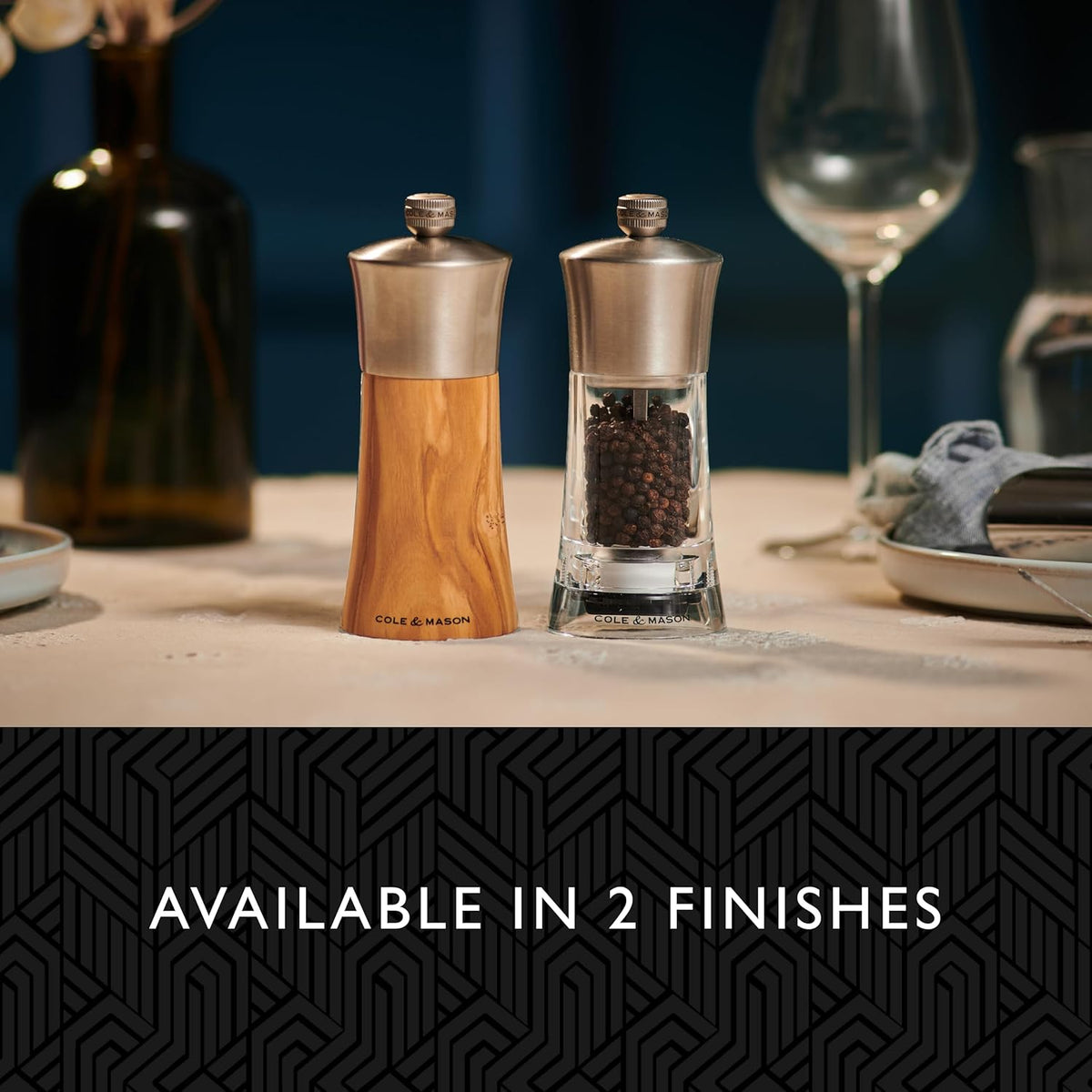 Cole & Mason Bromley Pepper Mill – Acrylic & Stainless Steel – 6" / 15 cm