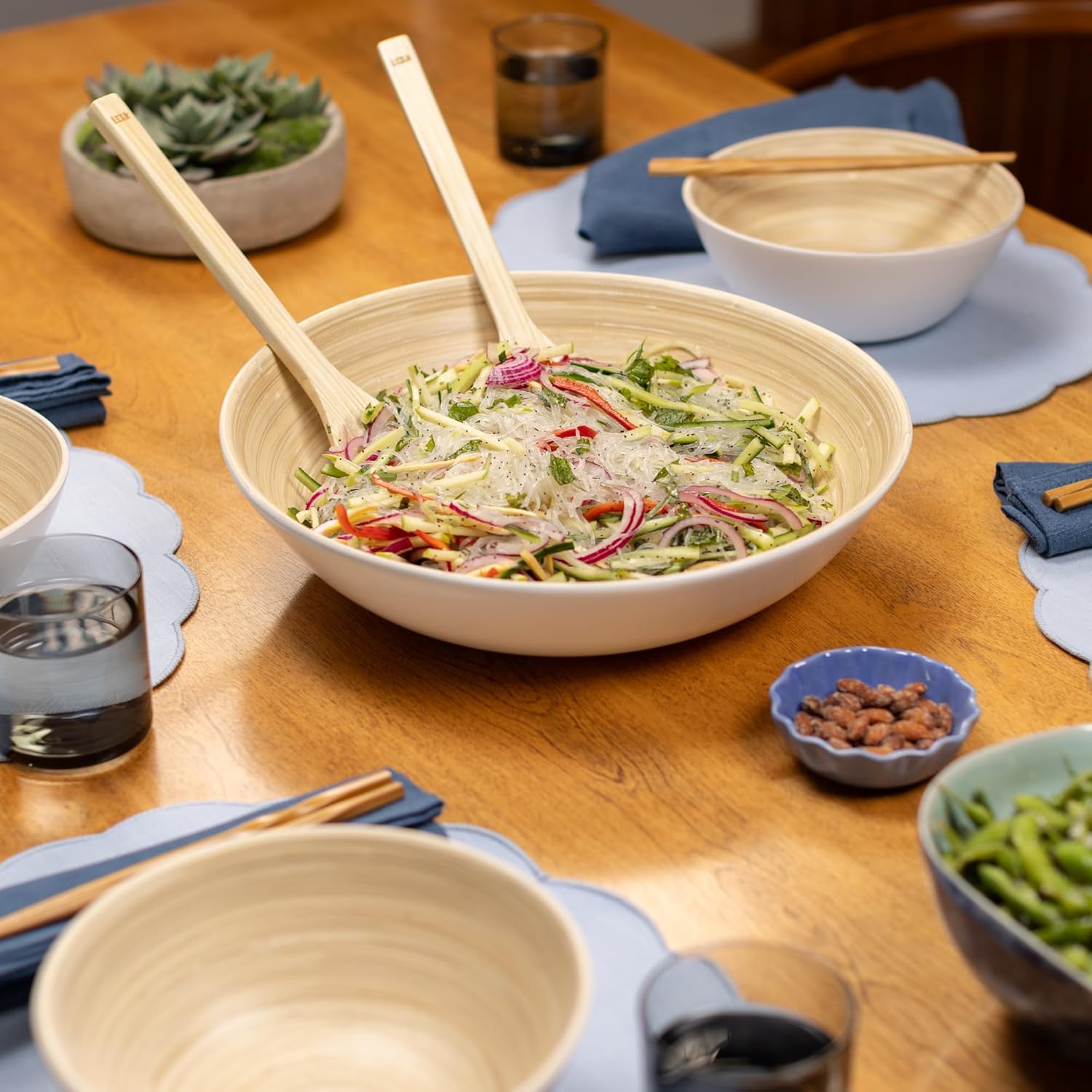Joyce Chen Lexa Bamboo Salad Bowl – White – 14 Inch