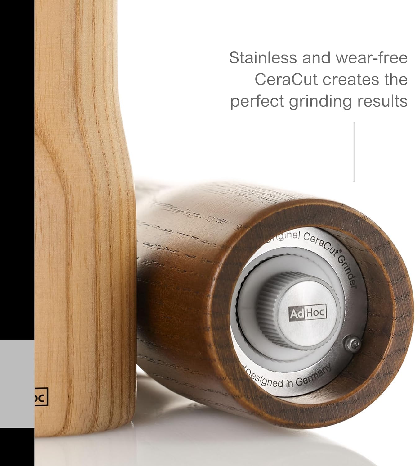 AdHoc Levo Salt and Pepper Mill – Light Ash Wood – 10.6" / 27 cm