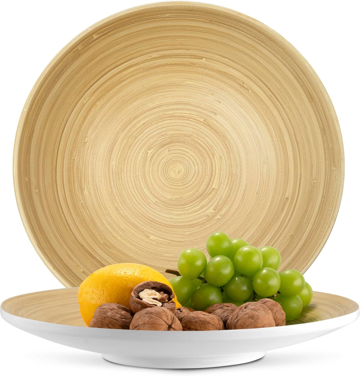 Joyce Chen Lexa Bamboo Footed Plate – White – 12 Inch