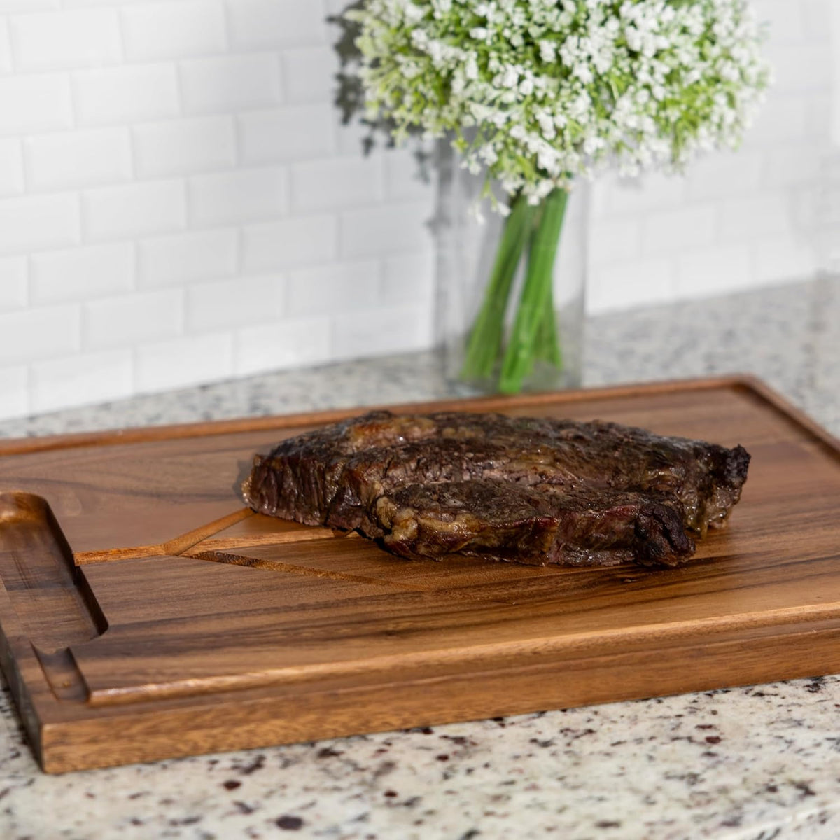 Ironwood Osterbotten Rectangular Acacia Wood Carving Board with Juice Groove