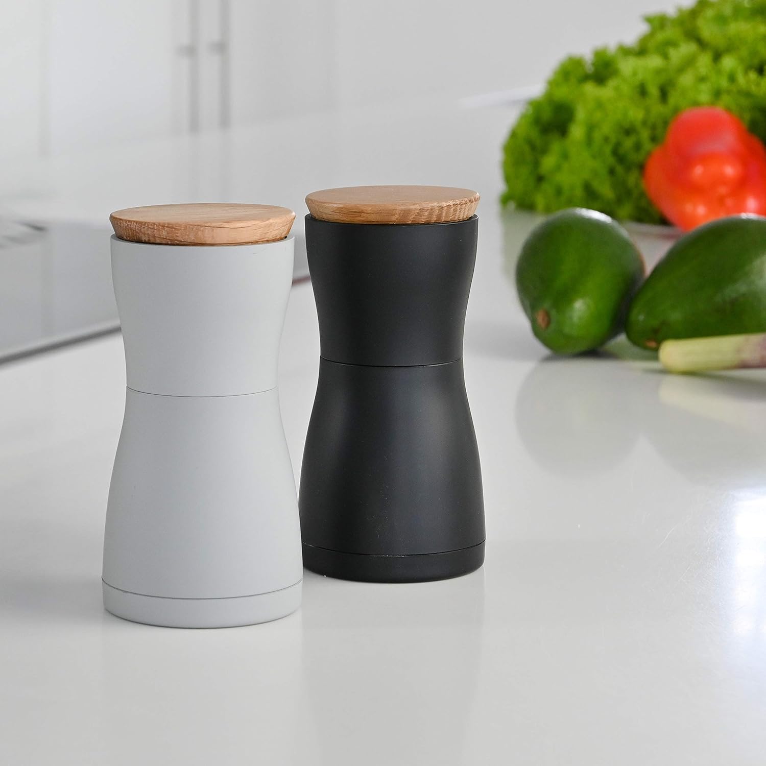 AdHoc Twin Salt and Pepper Mill Set – Black & Grey – 5.2" / 13.2 cm by Kitchen Niche