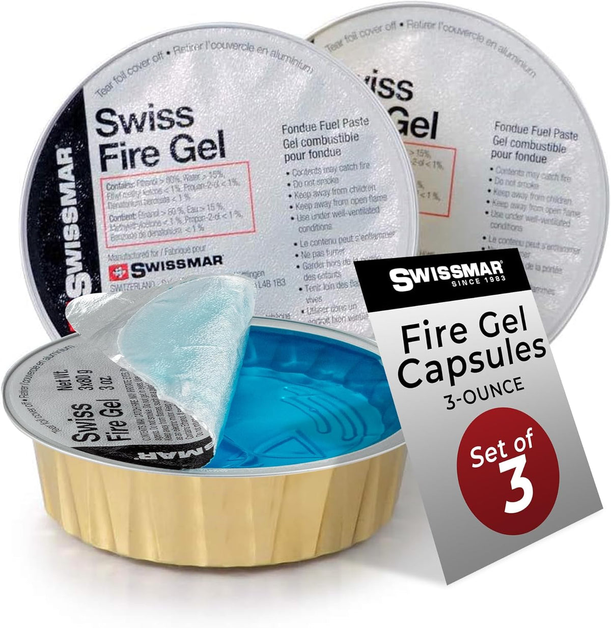 Swissmar Swiss Fire Gel Cans – 80 g / 3 oz – 3 Pack by Kitchen Niche