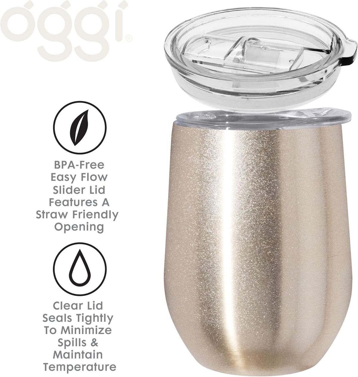 Oggi Double-Wall Wine Tumbler – 350 ml – Gold