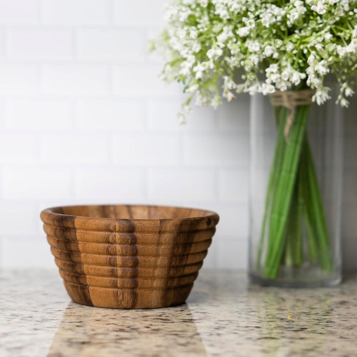 Ironwood Beehive Personal Acacia Wood Salad and Fruit Bowl 6 Inch