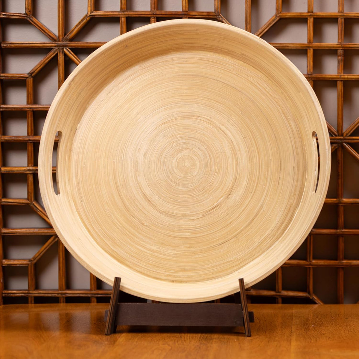 Joyce Chen Lexa Bamboo Serving Tray with Handles – Natural – 16 Inch