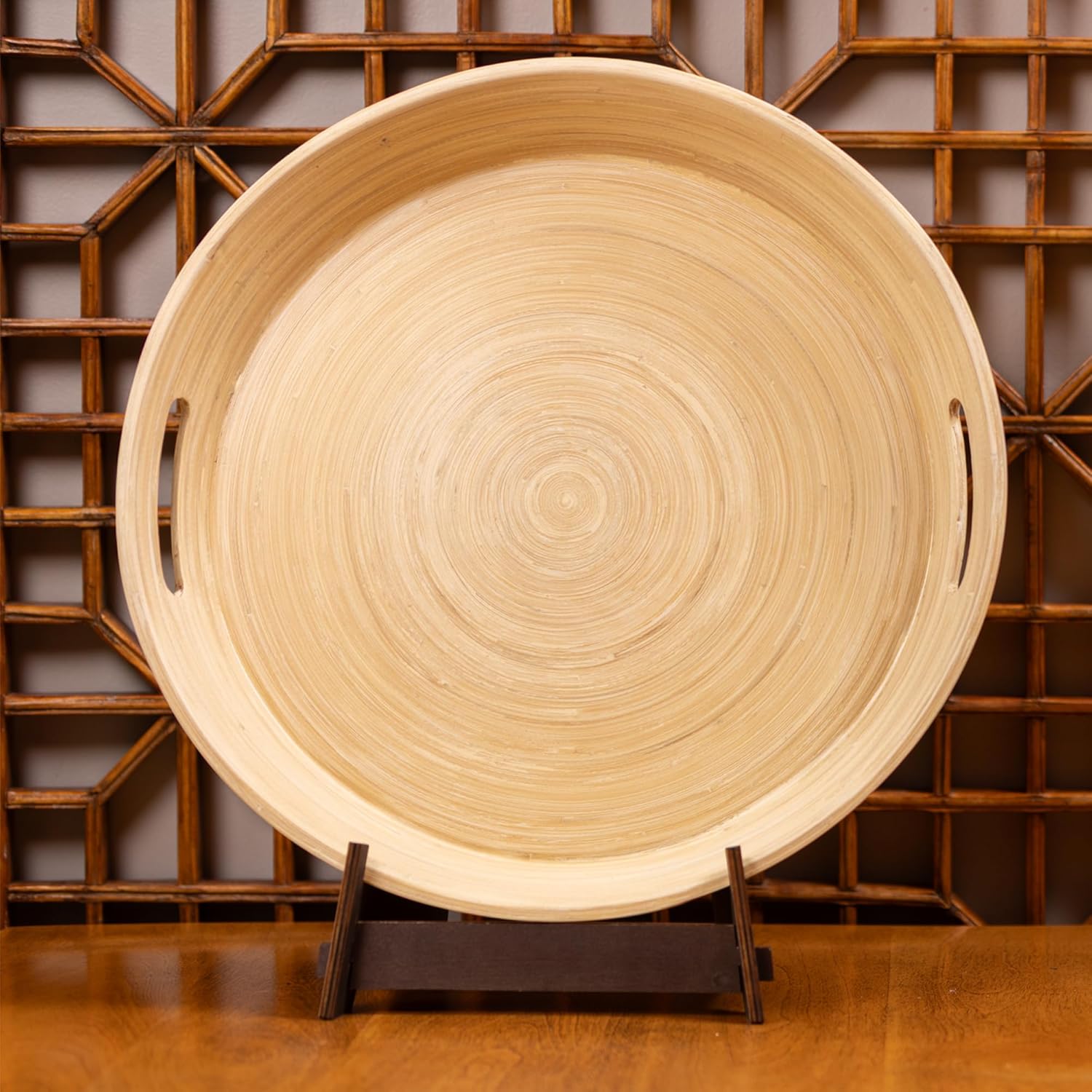 Joyce Chen Lexa Bamboo Serving Tray with Handles – Natural – 16 Inch