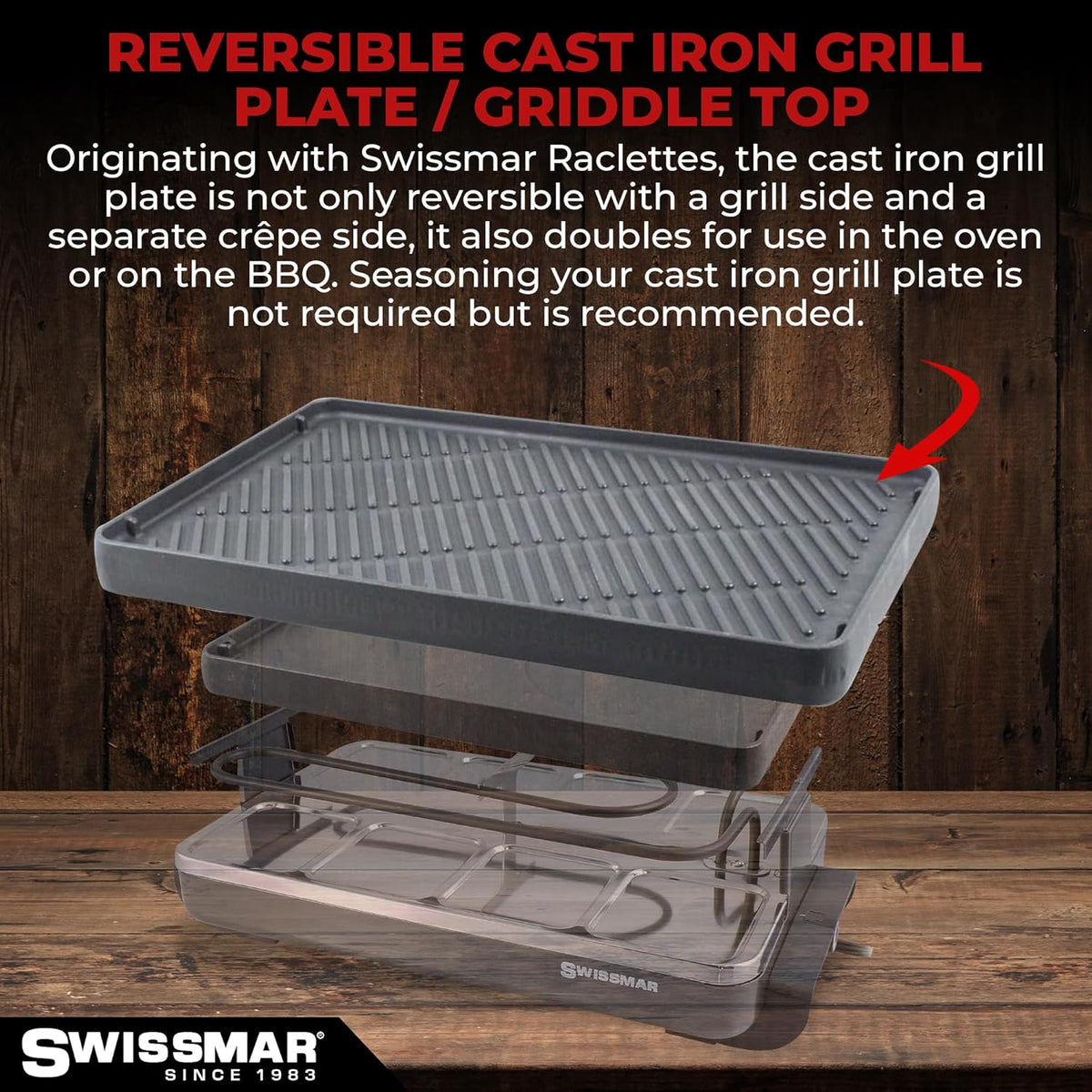 Swissmar Classic 8-Person Raclette Grill – Cast Iron Plate – Black by Kitchen Niche