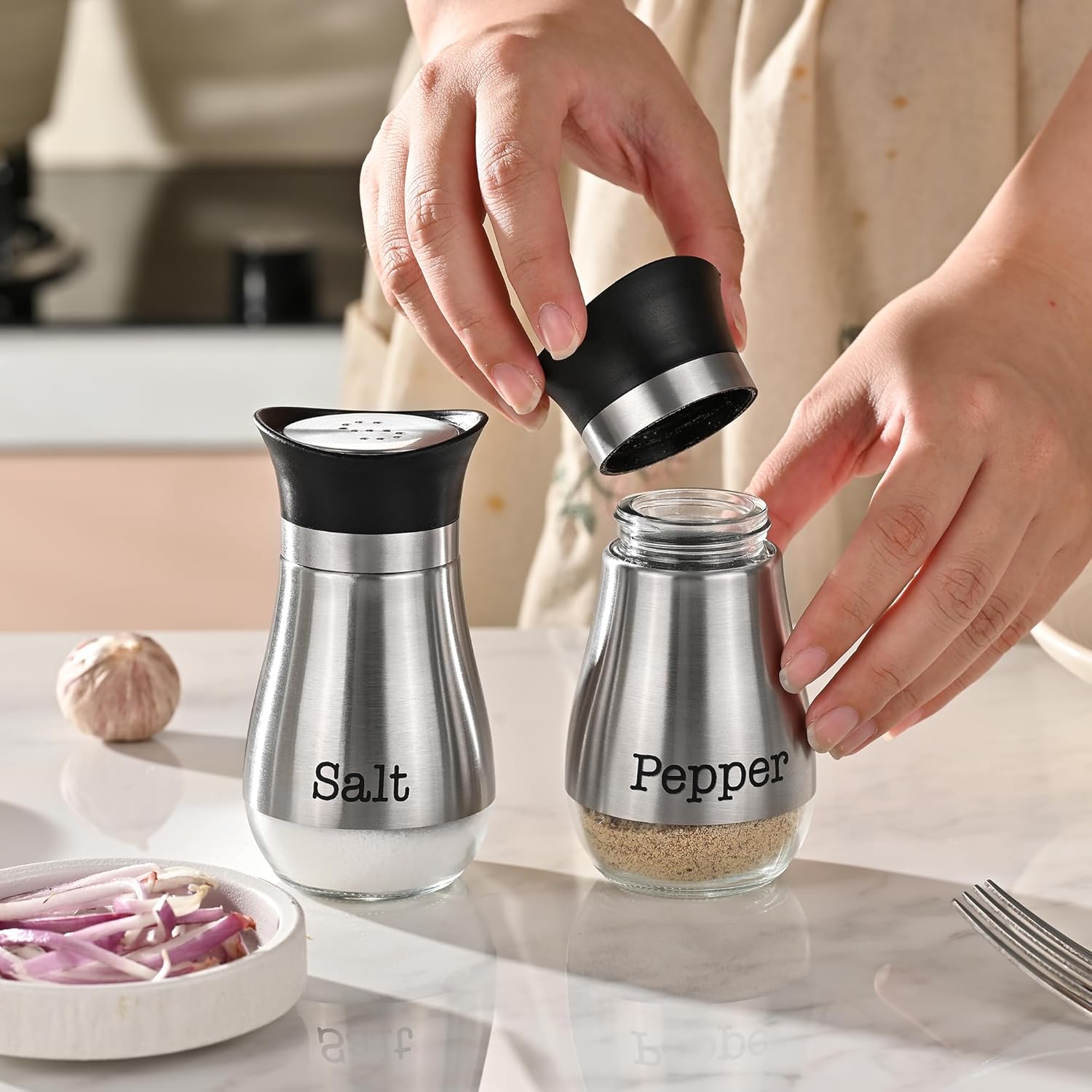 Fox Run Salt & Pepper Stainless Steel Shaker Set