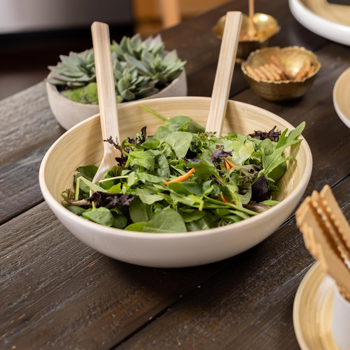 Joyce Chen Lexa Bamboo Salad Bowl – White – 12 Inch