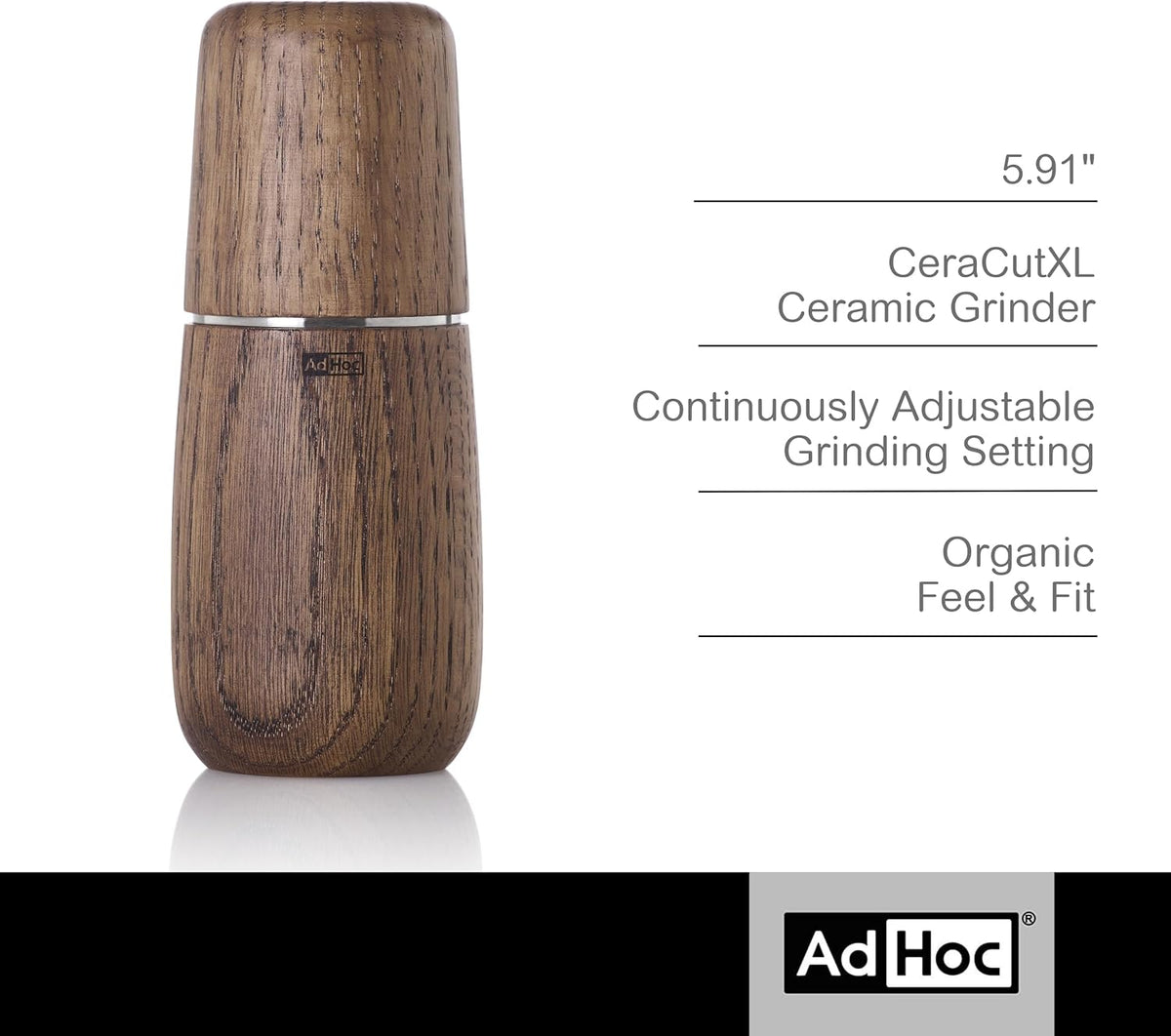 AdHoc Yono Salt and Pepper Mill – Dark Oak – 6" / 15 cm by Kitchen Niche