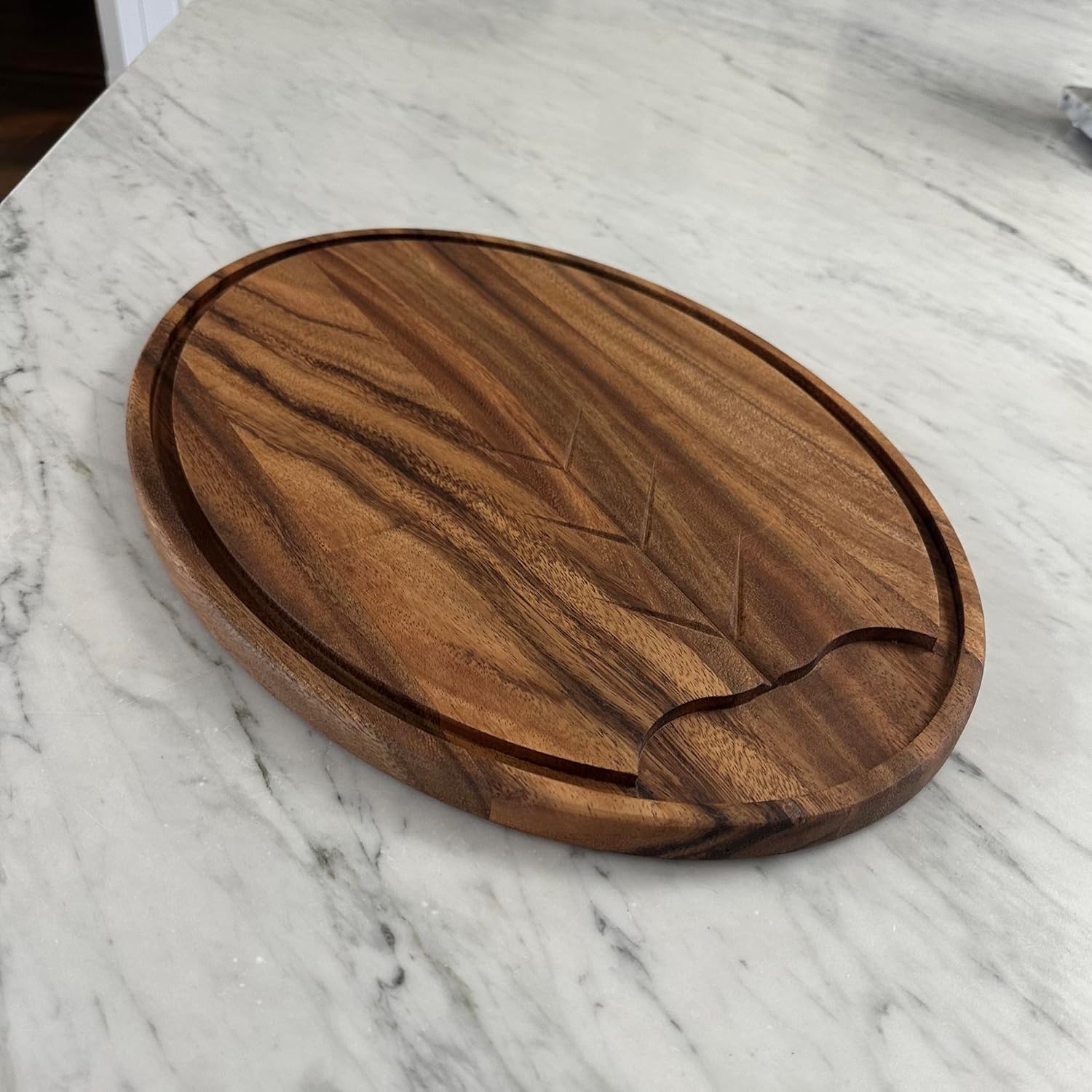 Ironwood Osterbotten Oval Acacia Wood Carving Board with Juice Groove