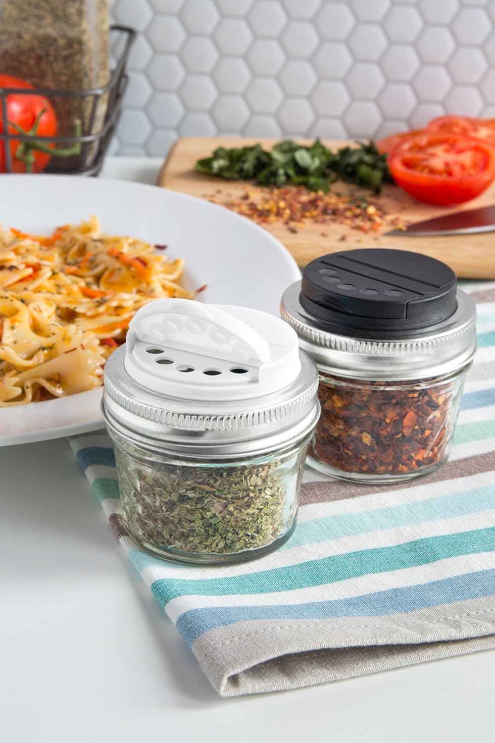 Jarware Spice Lids Set of 2 - Black and White
