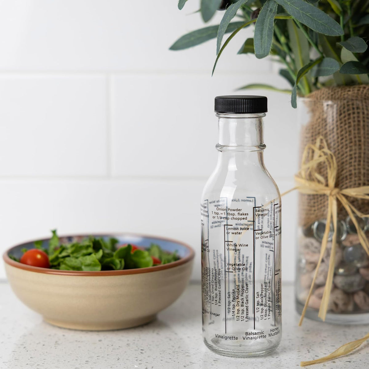 Fox Run Glass Salad Dressing Shaker Bottle