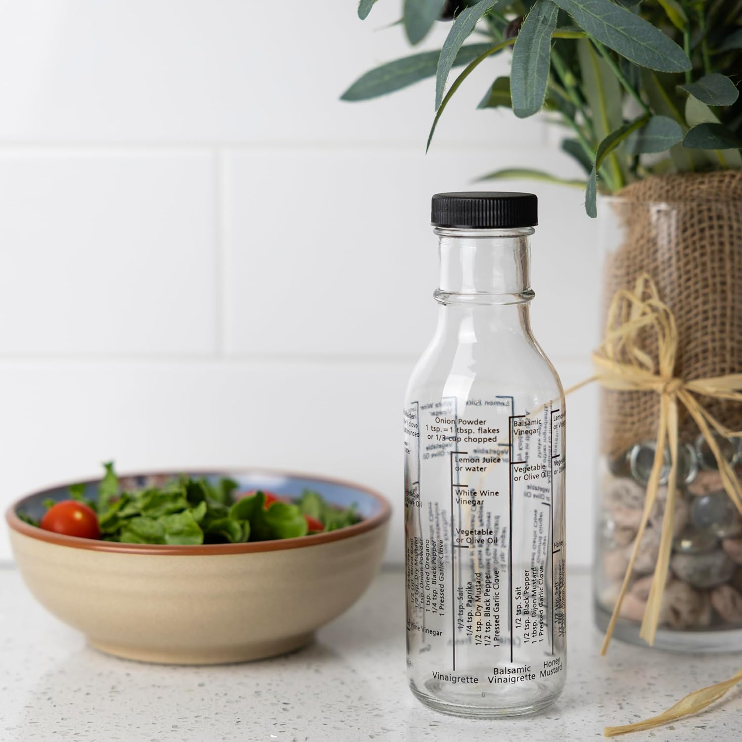 Fox Run Glass Salad Dressing Shaker Bottle