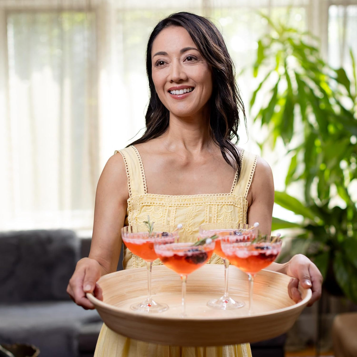 Joyce Chen Lexa Bamboo Serving Tray with Handles – Natural – 16 Inch