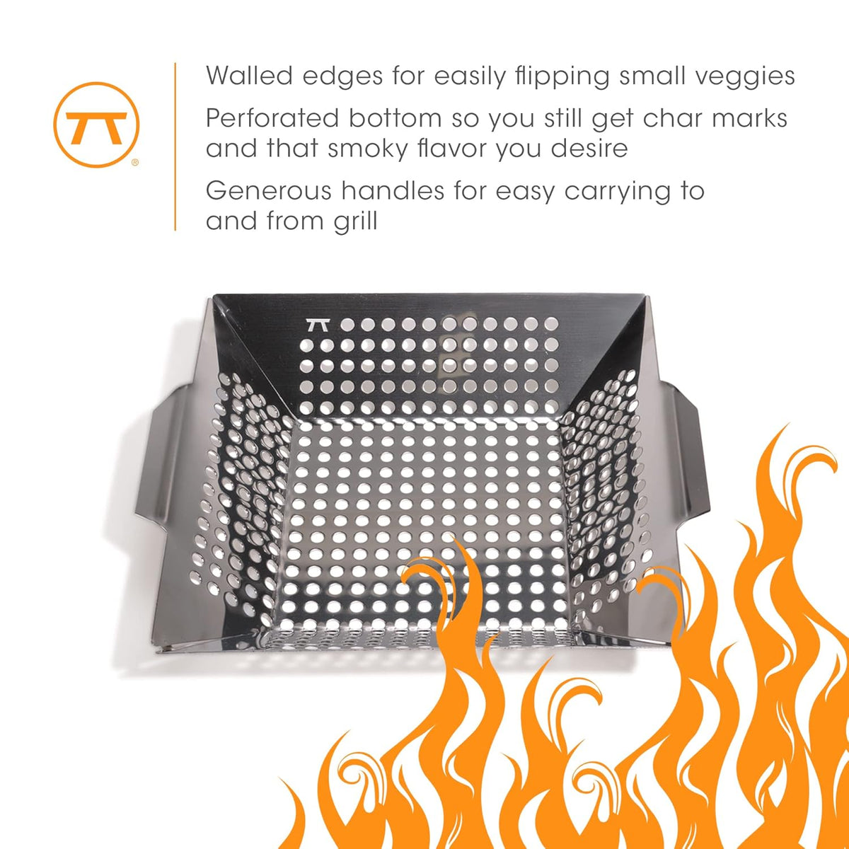 Outset Stainless Steel Square Grill Wok – 12"