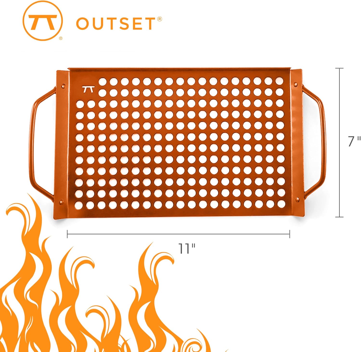 Outset Copper Non-Stick Grill Grid with Handles – 7" × 11"