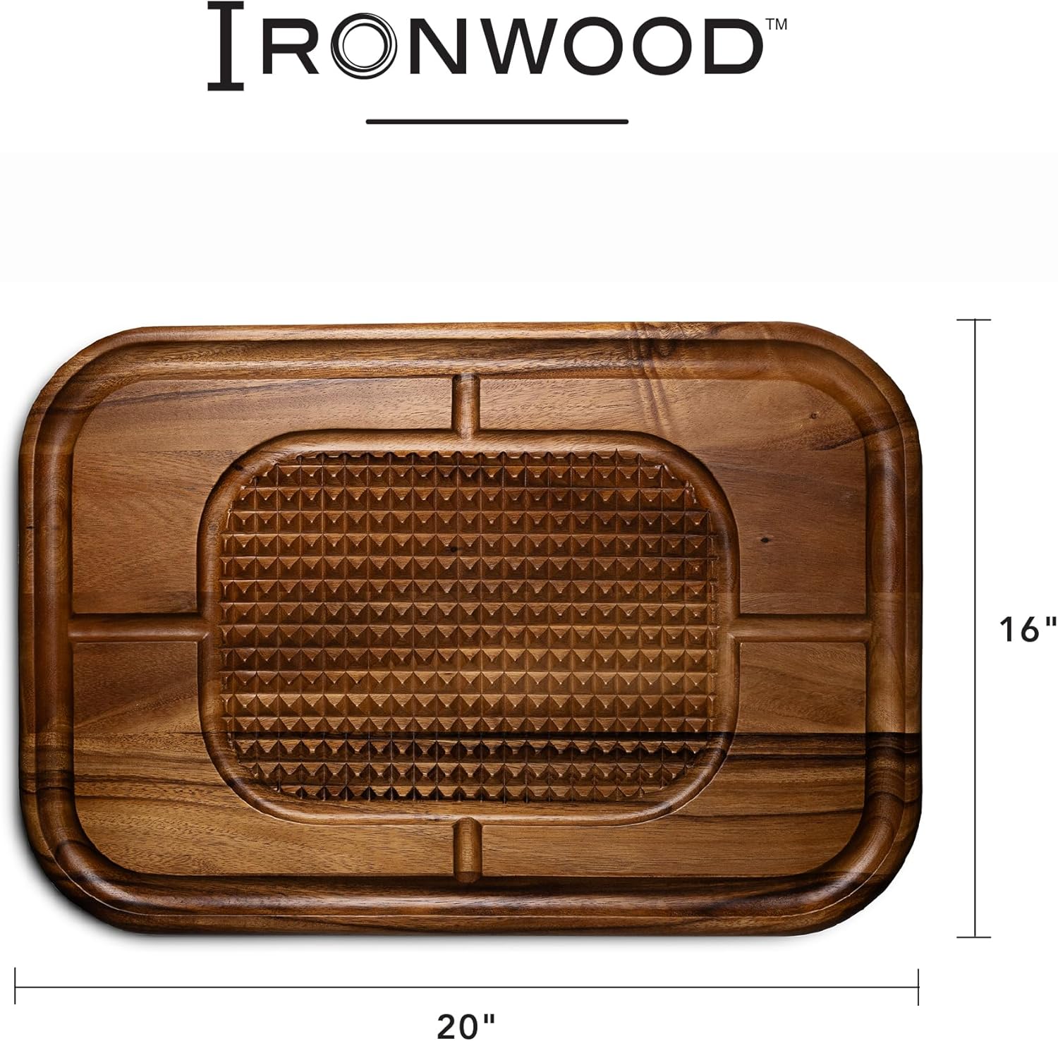 Ironwood Gansevoort Large Acacia Wood Carving Board with Juice Groove