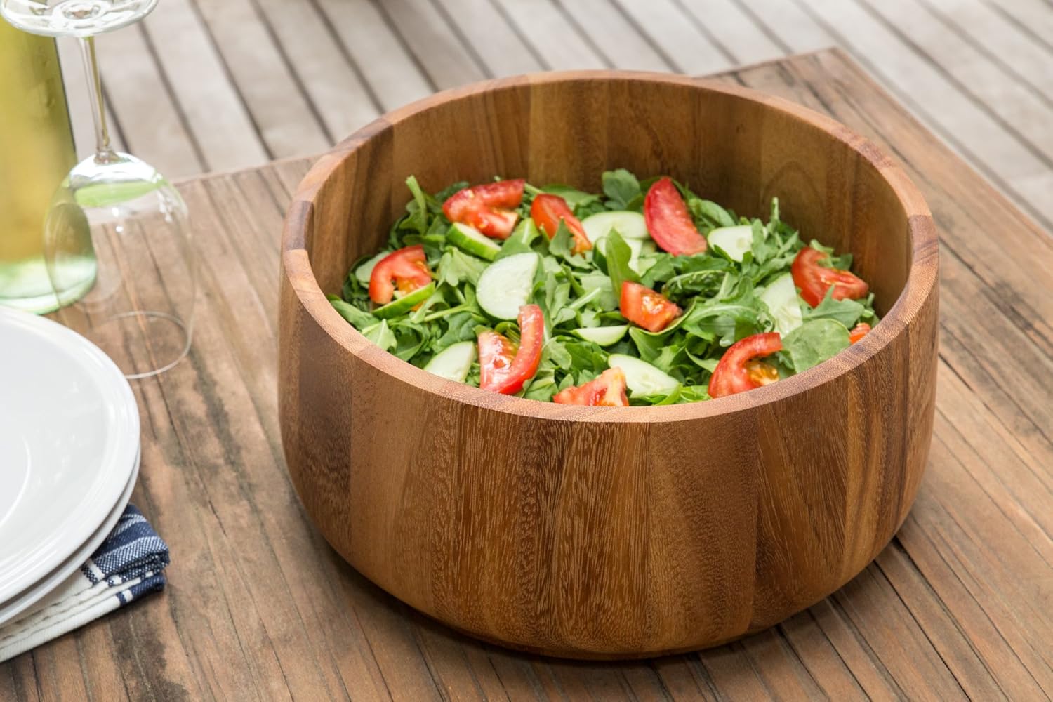 Ironwood Tulip Acacia Wood Family Salad Bowl