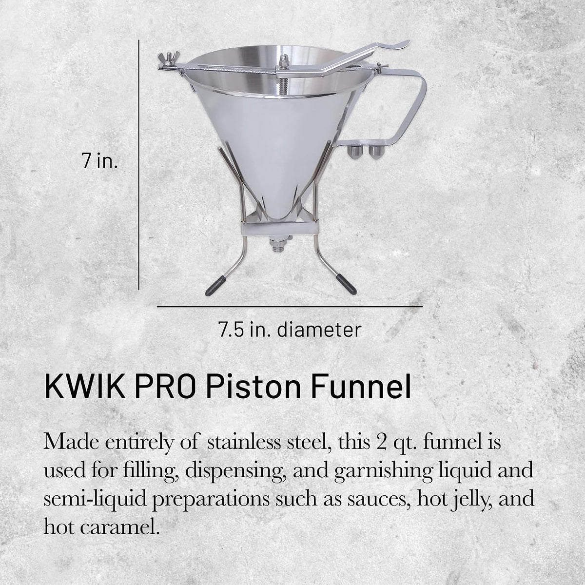 De Buyer Automatic Stainless Steel Piston Funnel with Stand – 1.9 L