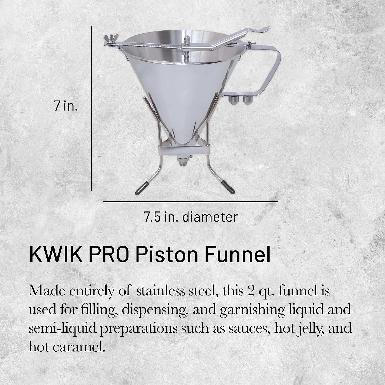 De Buyer Automatic Stainless Steel Piston Funnel with Stand – 1.9 L
