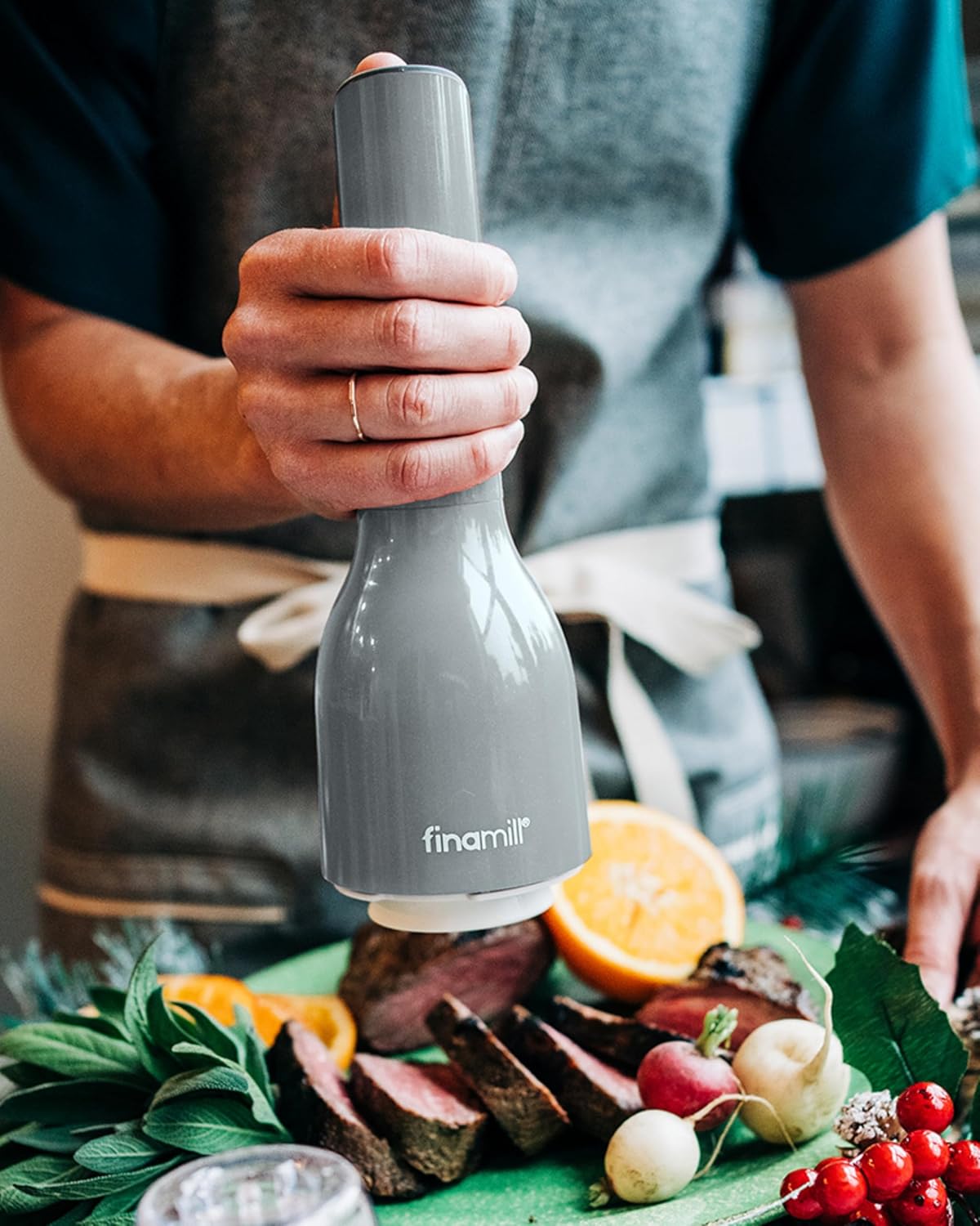 FinaMill Electric Pepper & Spice Grinder with 2 Pods – Stone